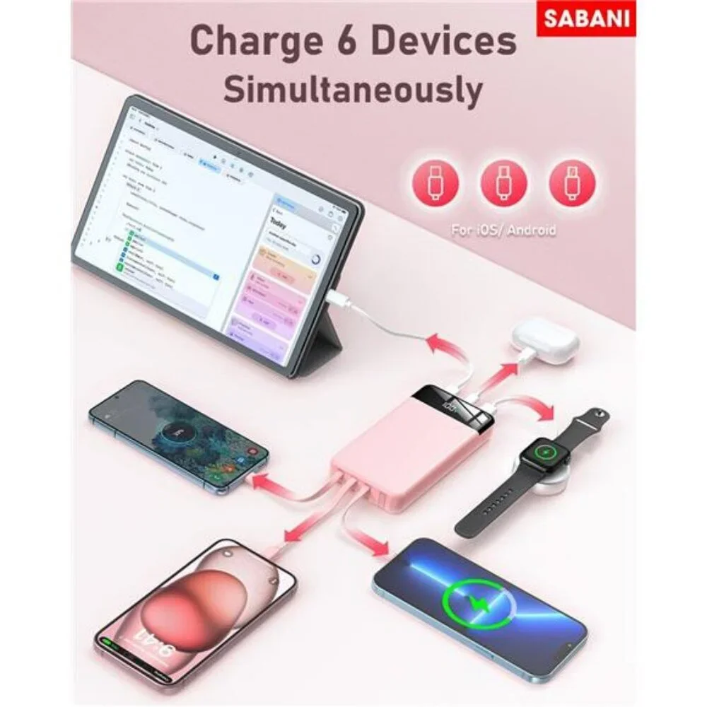 35000mAh portable charger power bank fast charging with built in cables